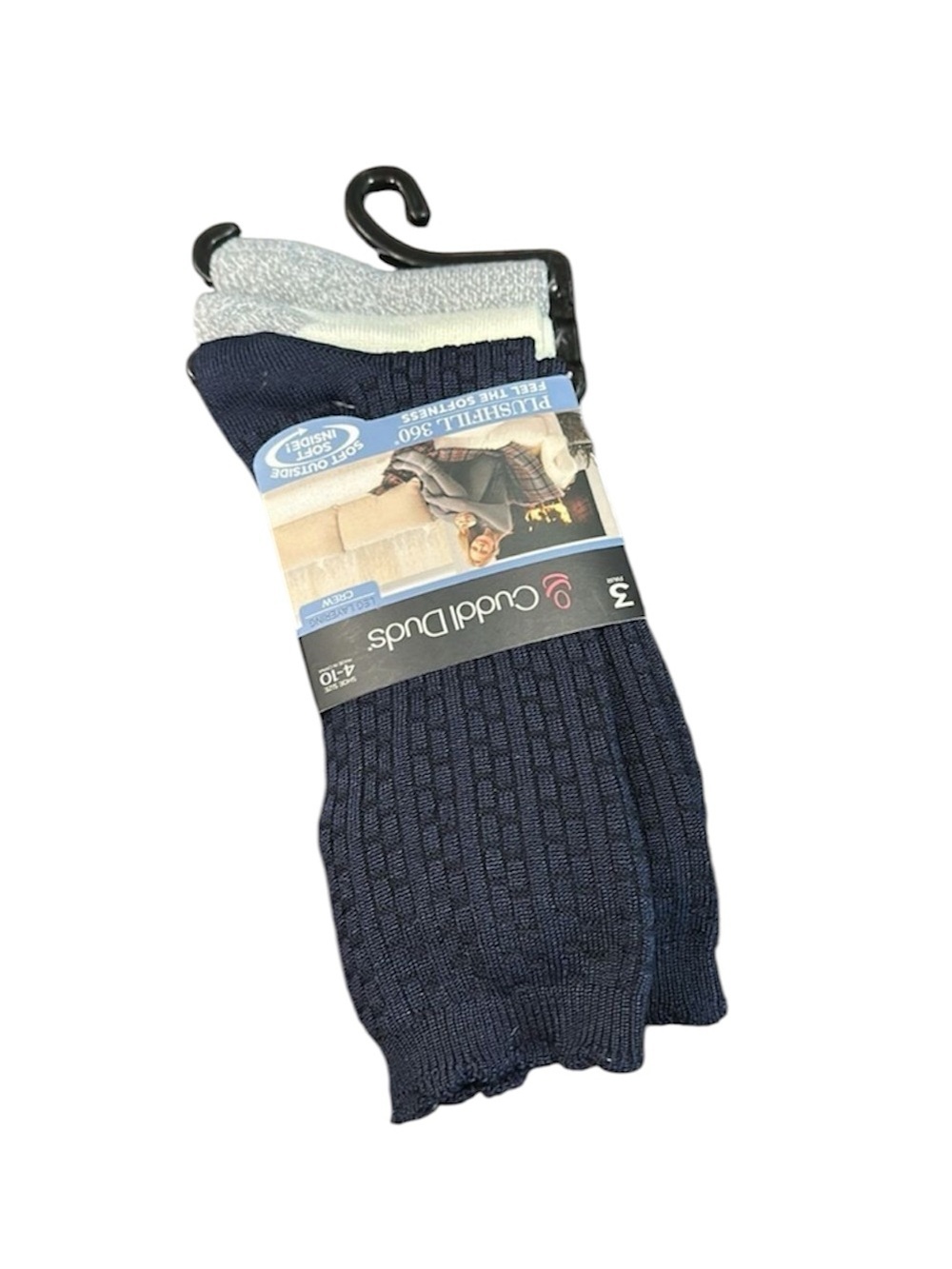 Cuddl Duds Plushfill Crew Socks NEW Navy Marled Gray Cream Warm Cozy Size 4-10